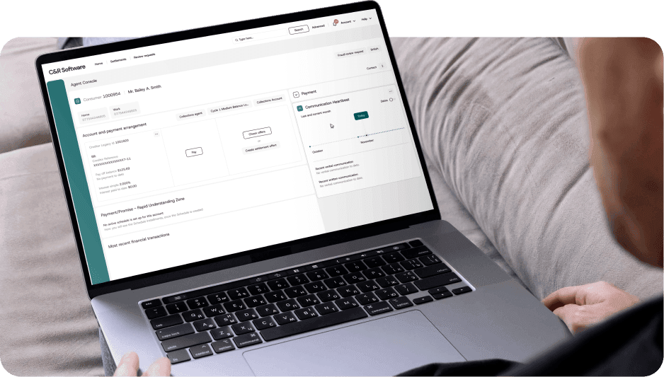 Image of the C&R Software's portal on a laptop