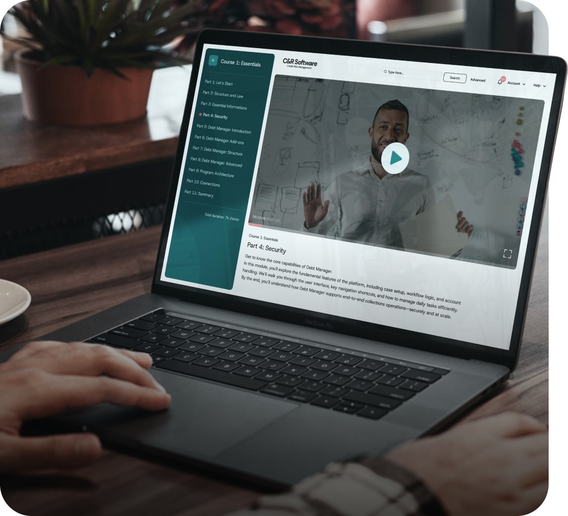 Image of the E-learning platform viewed on a laptop.