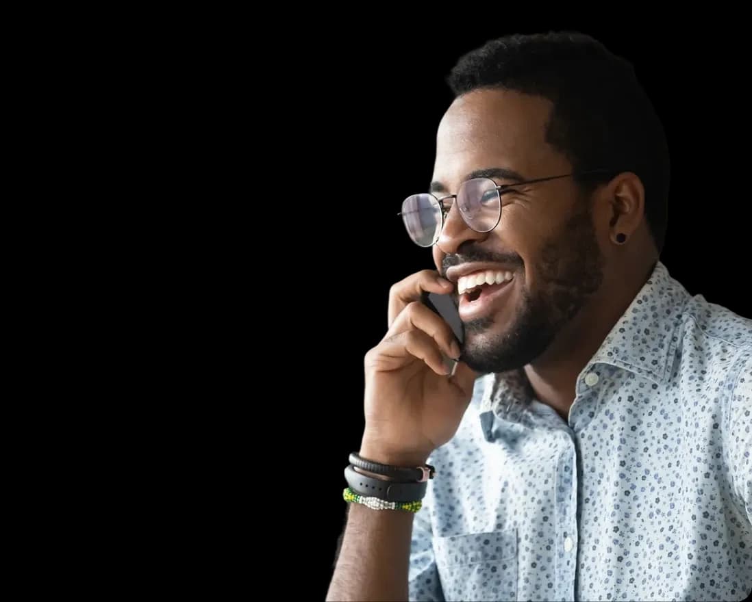 Man on phone with clear background